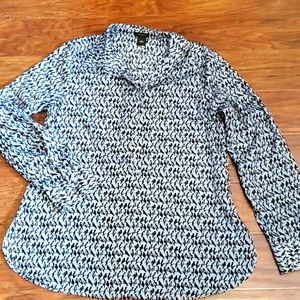 Ann Taylor bird pull on blouse long sleeves Small